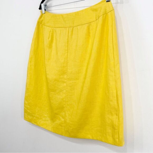 J.G. Hook Sunny Yellow 100% Linen Sailor Button Lined A Line Skirt - Picture 12 of 16